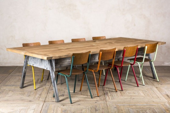 Upcycled Industrial Kitchen Table with Storage